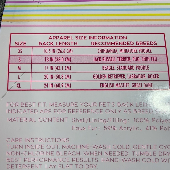 Justice Pet Puffer Jacket Pink with Hood Reversible Dog Coat Size Small NWT - Picture 6 of 10